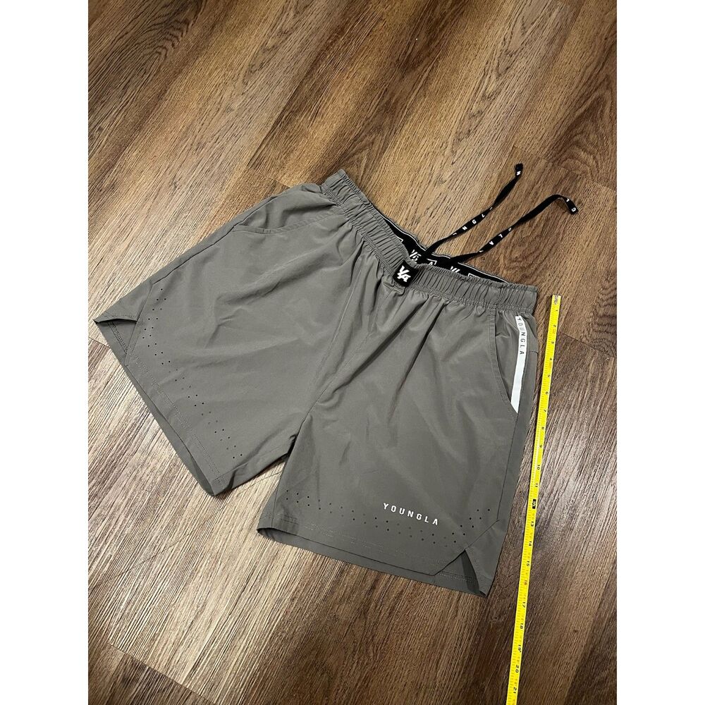 YoungLA Mens XL Grey Athletic Workout Gym Shorts Elastic Waistband YLA146